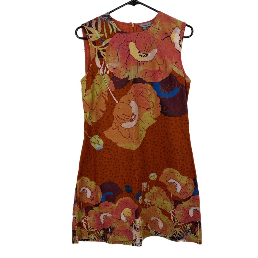 Conditions Apply Dress Womens Petite Small Orange Pink Floral Sleeveless Shift